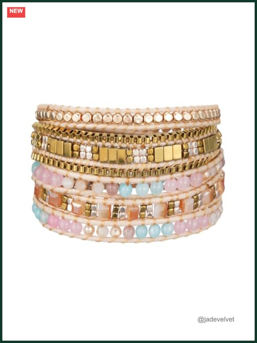 Natural Stone Crystal Beaded Wrap Bracelet Boho Handcrafted Adjustable
